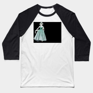 Bone China Figurine wearing a Green Dress Baseball T-Shirt